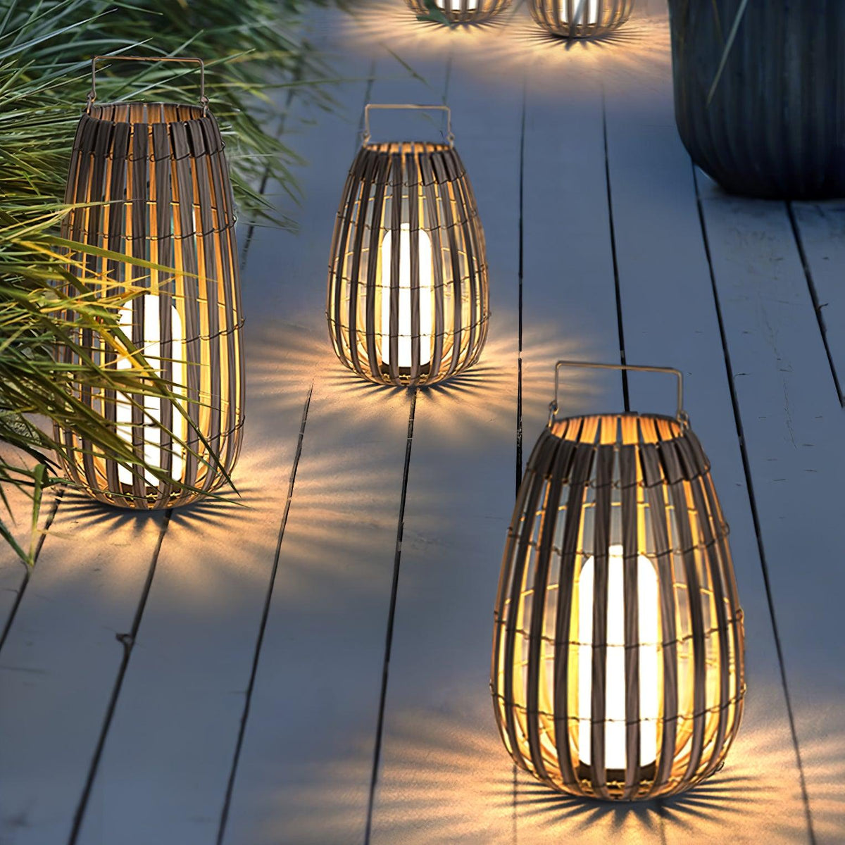 Veshael Tropische Geflochtene Laterne Außenlampe