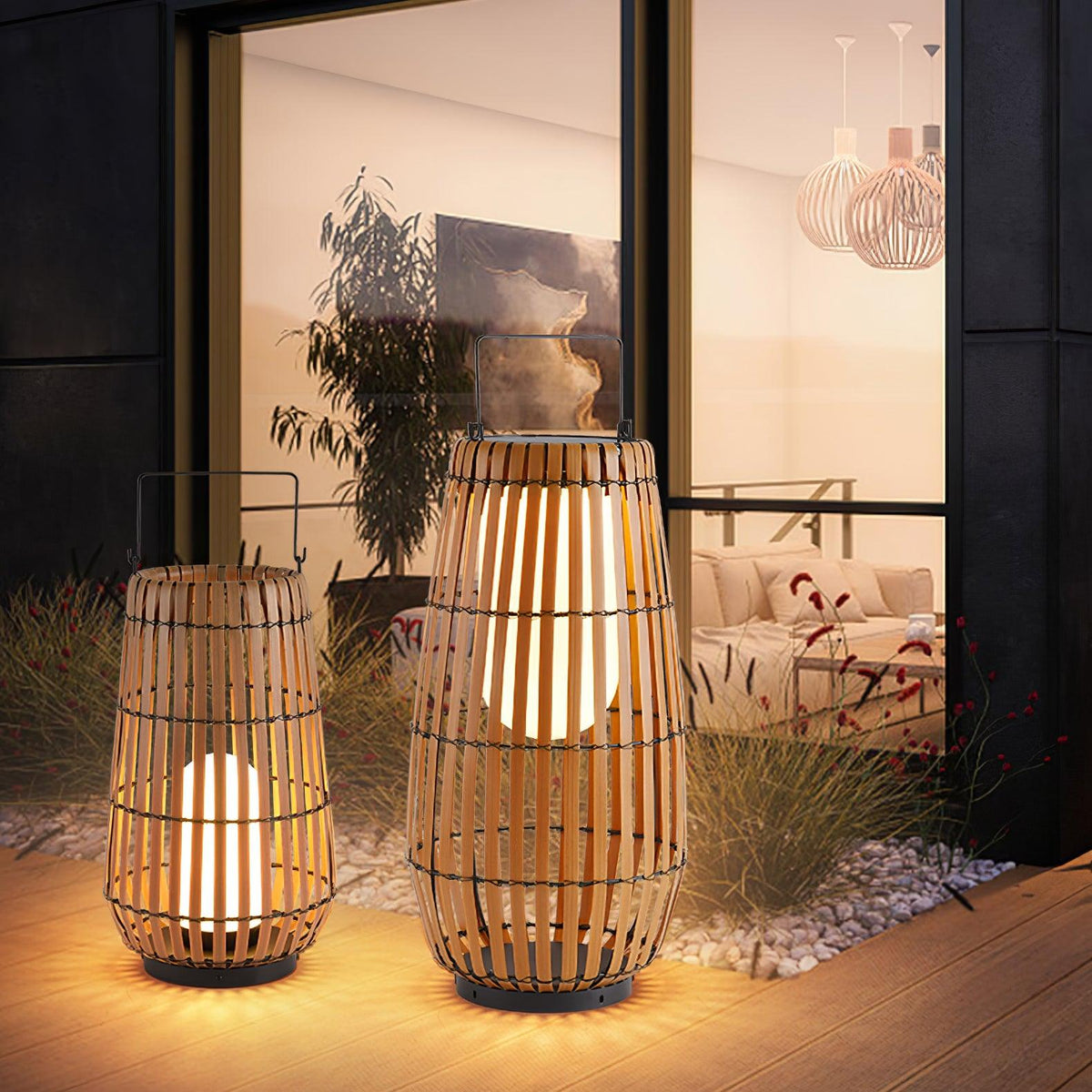 Veshael Tropische Geflochtene Laterne Außenlampe