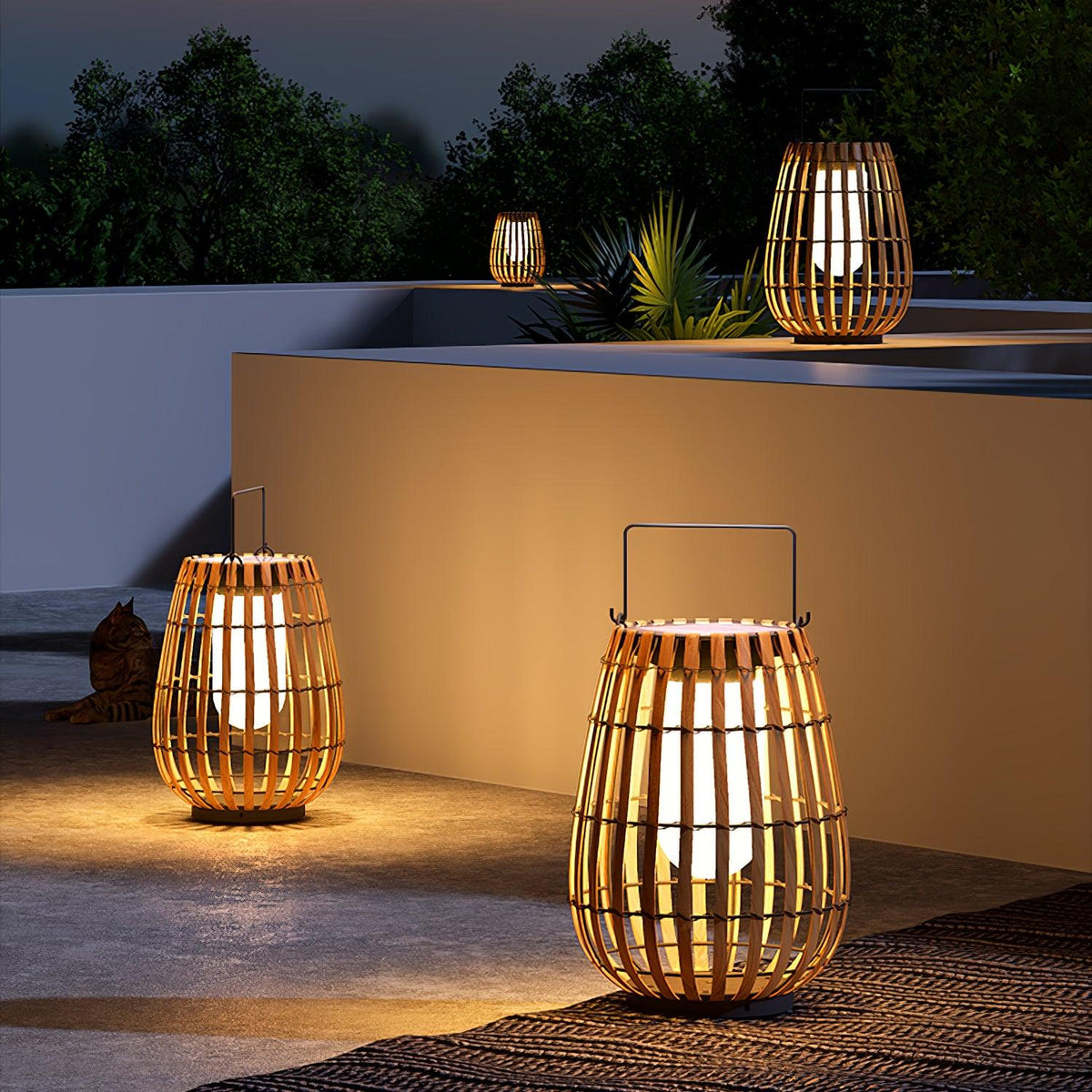 Veshael Tropische Geflochtene Laterne Außenlampe