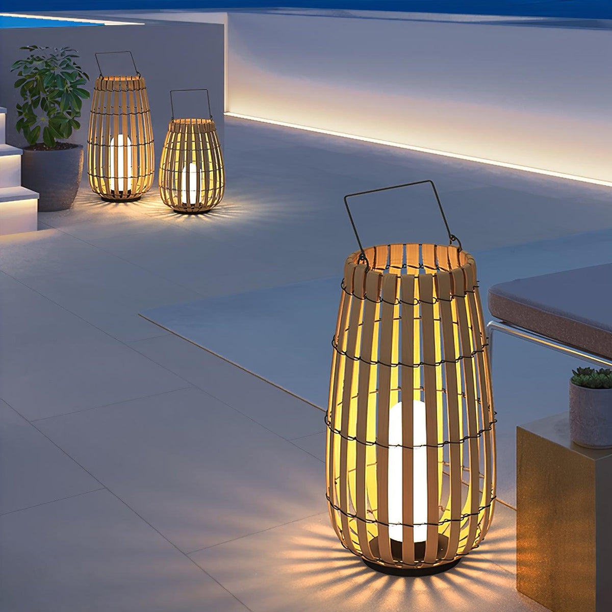 Veshael Tropische Geflochtene Laterne Außenlampe