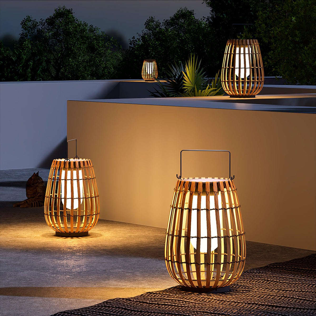 Veshael Tropische Geflochtene Laterne Außenlampe