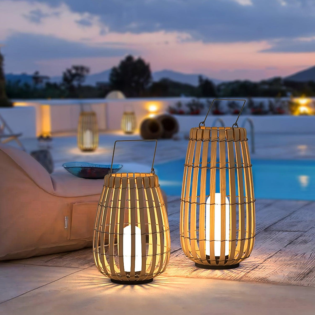 Veshael Tropische Geflochtene Laterne Außenlampe