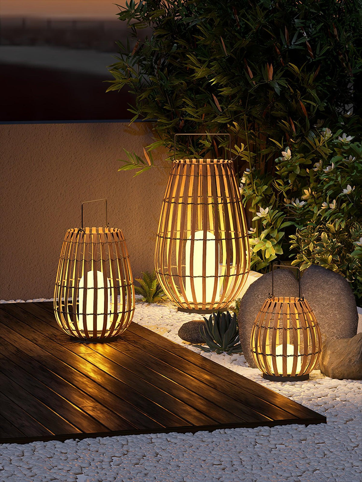 Veshael Tropische Geflochtene Laterne Außenlampe