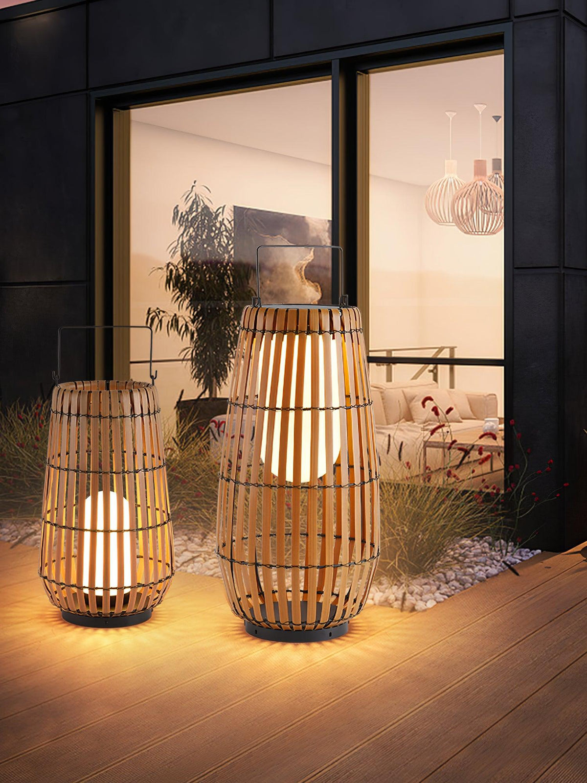 Veshael Tropische Geflochtene Laterne Außenlampe