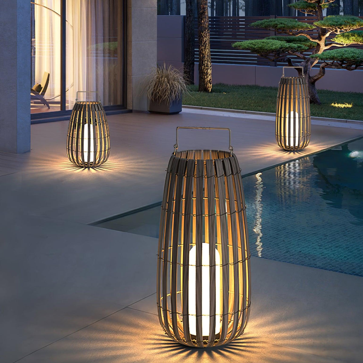Veshael Tropische Geflochtene Laterne Außenlampe