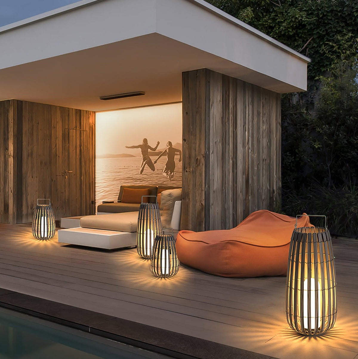 Veshael Tropische Geflochtene Laterne Außenlampe