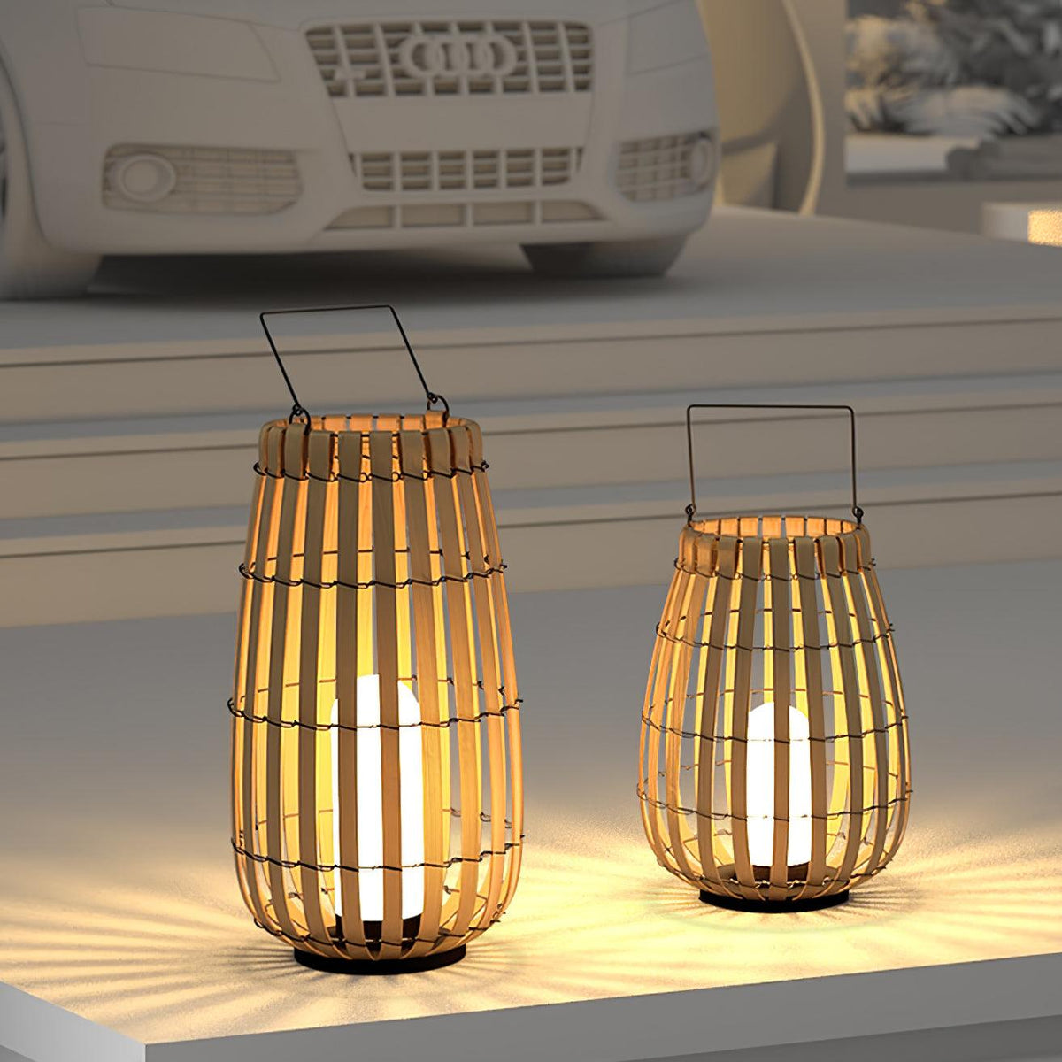 Veshael Tropische Geflochtene Laterne Außenlampe