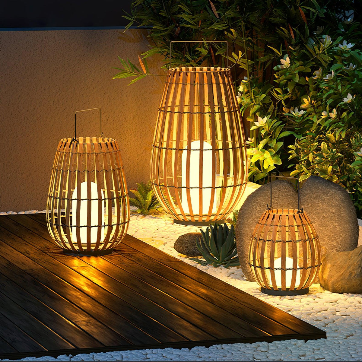 Veshael Tropische Geflochtene Laterne Außenlampe