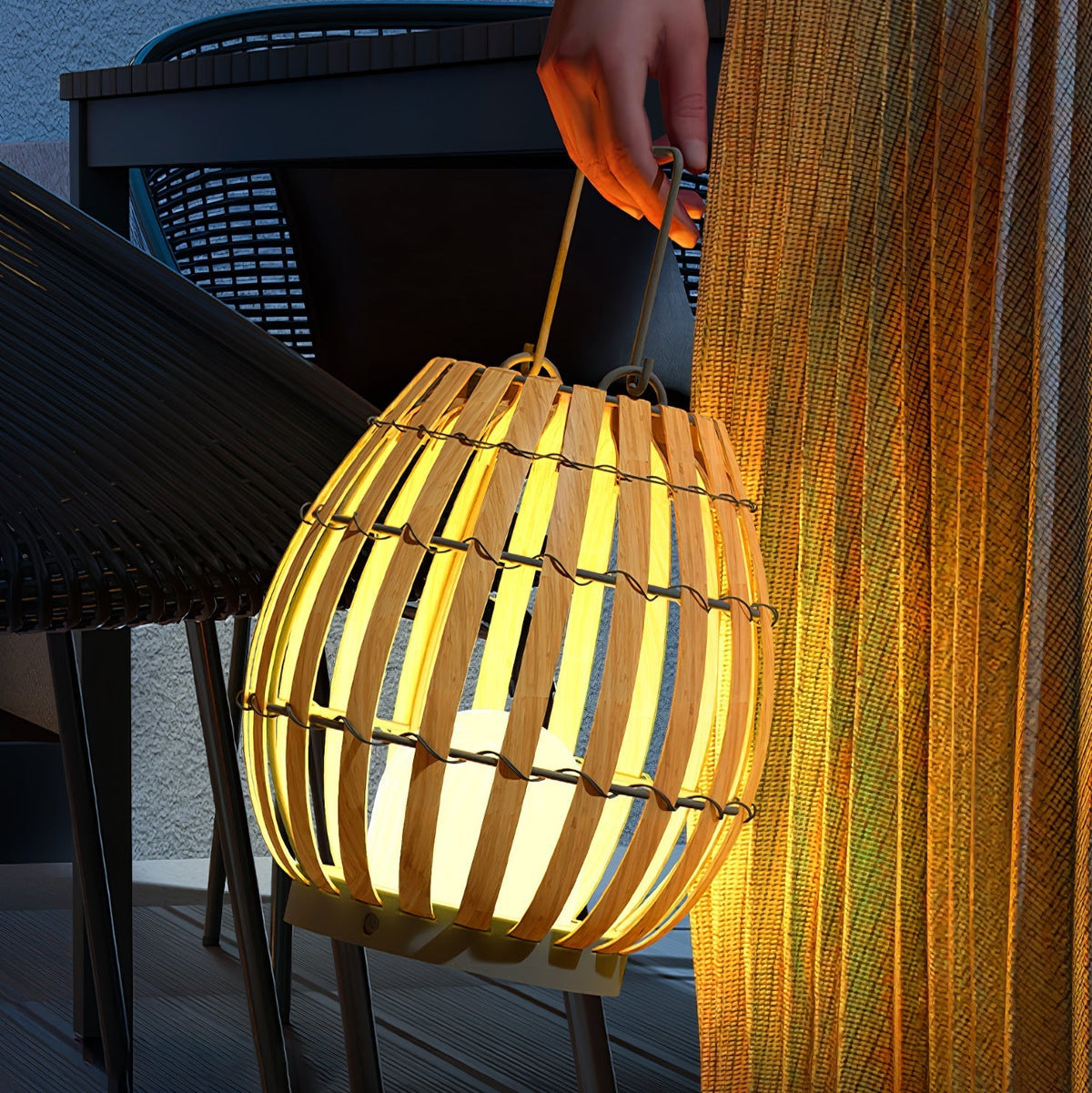 Veshael Tropische Geflochtene Laterne Außenlampe