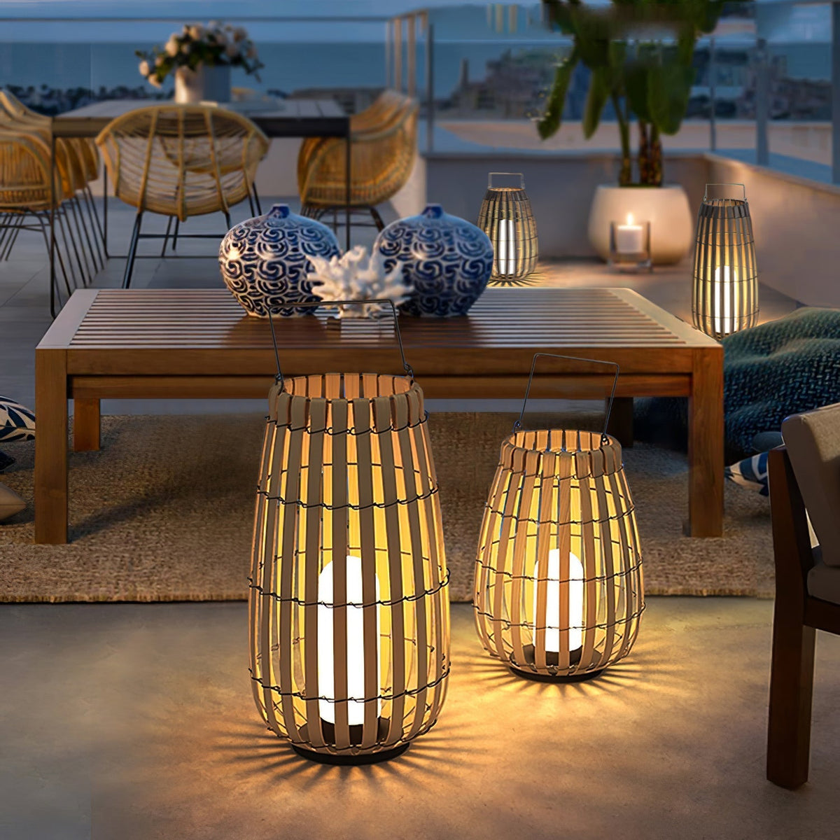Veshael Tropische Geflochtene Laterne Außenlampe