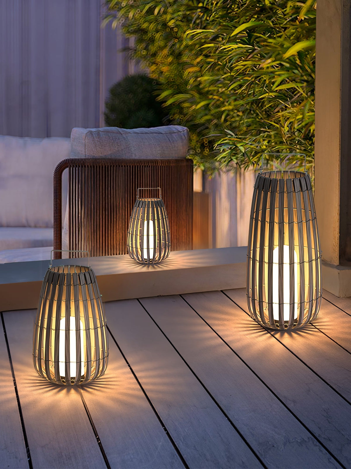 Veshael Tropische Geflochtene Laterne Außenlampe
