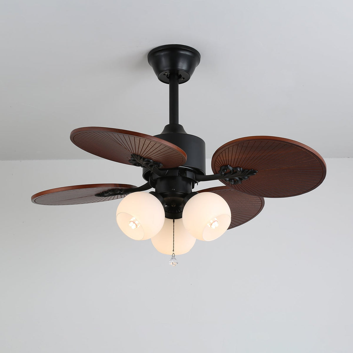 Celiira Tropical Glas Deckenventilator mit Beleuchtung