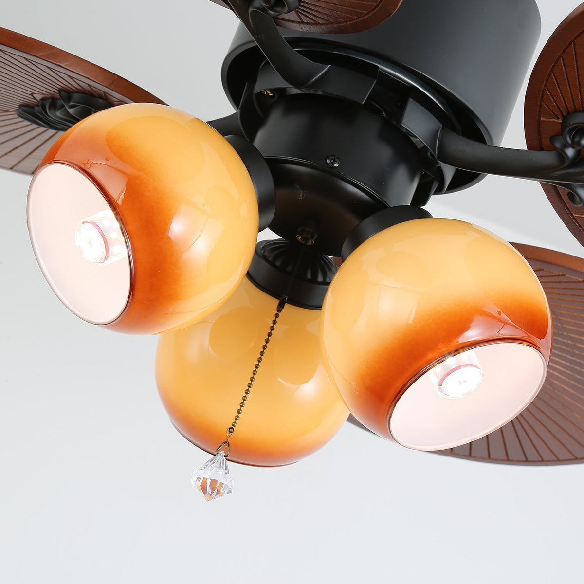 Celiira Tropical Glas Deckenventilator mit Beleuchtung