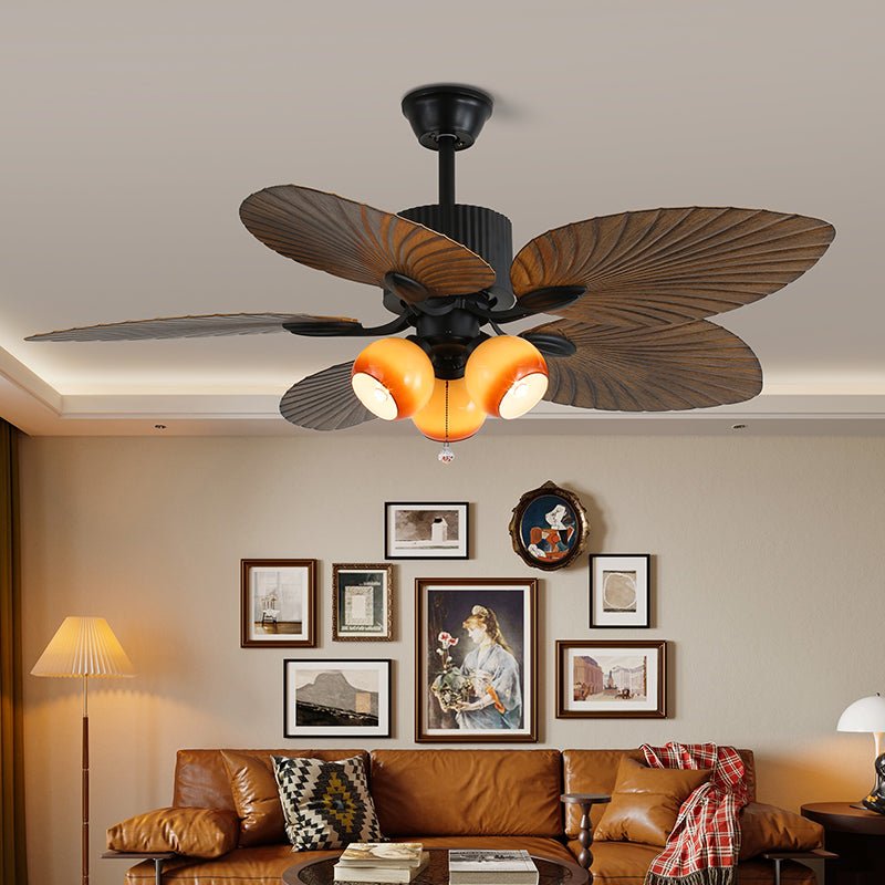 Celiira Tropical Glas Deckenventilator mit Beleuchtung