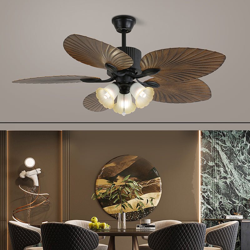 Celiira Tropical Glas Deckenventilator mit Beleuchtung