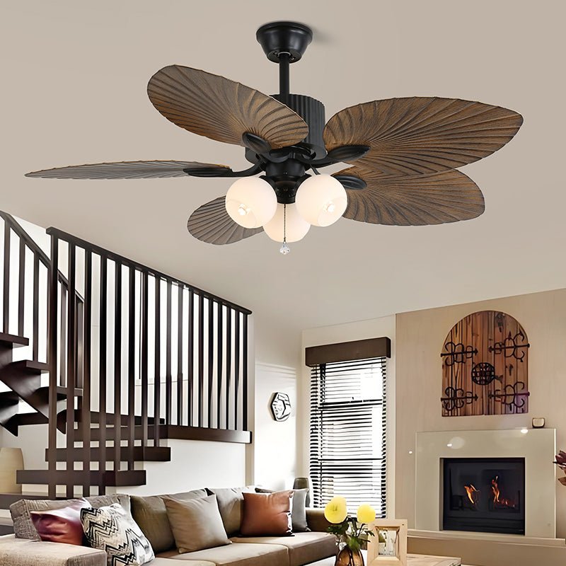 Celiira Tropical Glas Deckenventilator mit Beleuchtung