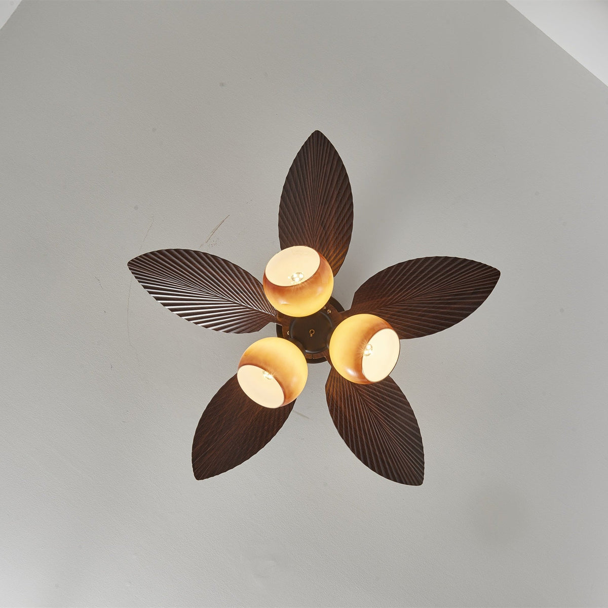Rinaleria Vintage Holzaufsatz Deckenventilator mit Beleuchtung