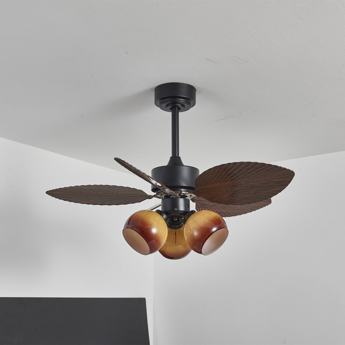 Rinaleria Vintage Holzaufsatz Deckenventilator mit Beleuchtung