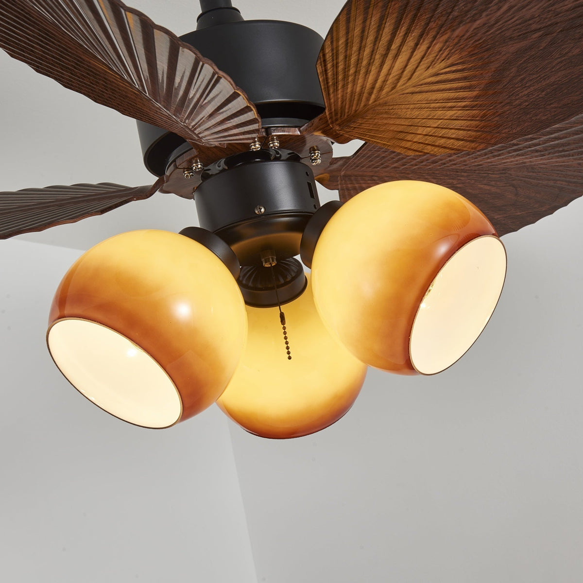 Rinaleria Vintage Holzaufsatz Deckenventilator mit Beleuchtung