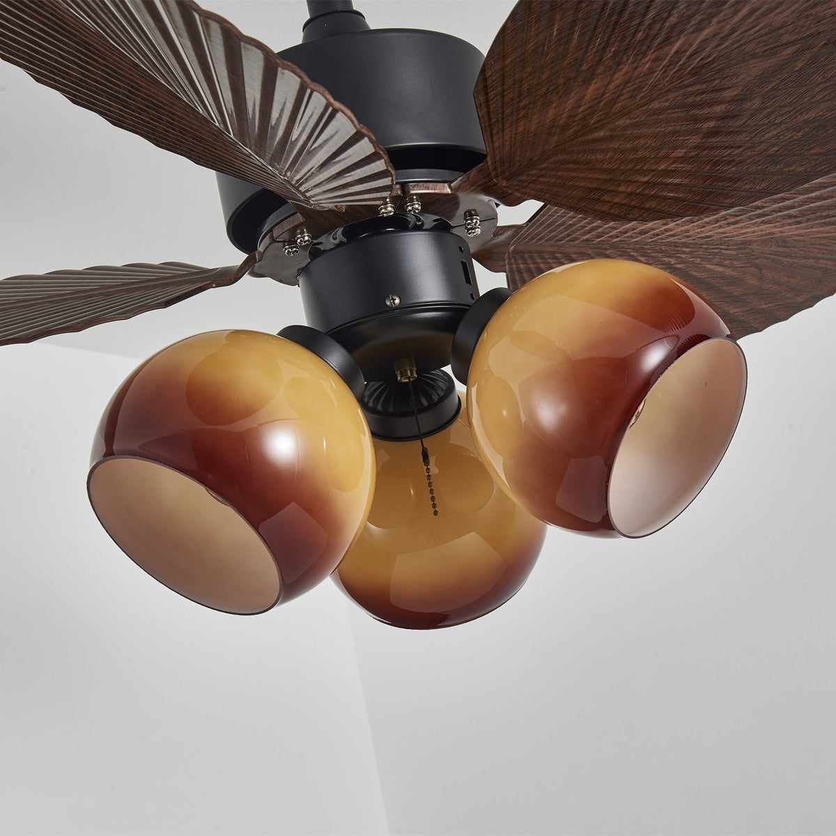 Rinaleria Vintage Holzaufsatz Deckenventilator mit Beleuchtung