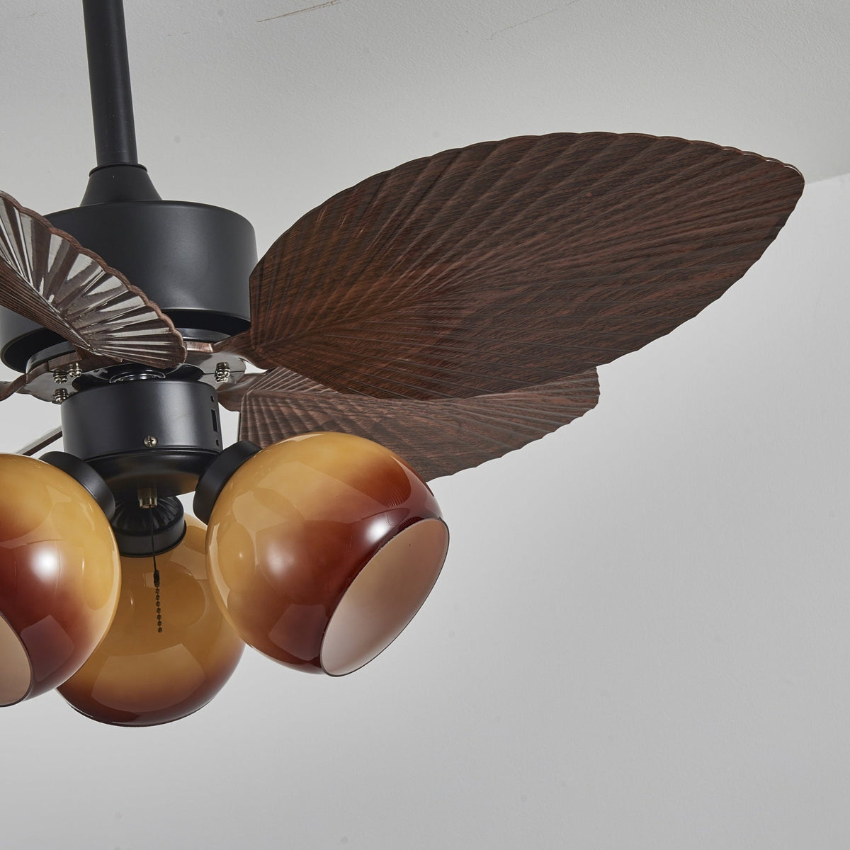 Rinaleria Vintage Holzaufsatz Deckenventilator mit Beleuchtung