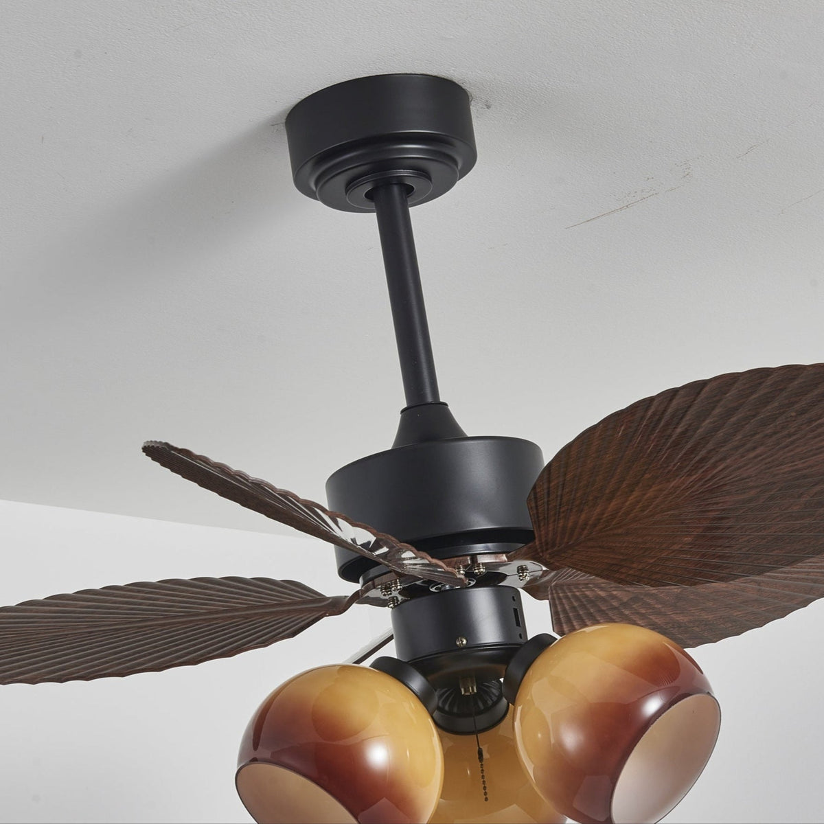 Rinaleria Vintage Holzaufsatz Deckenventilator mit Beleuchtung