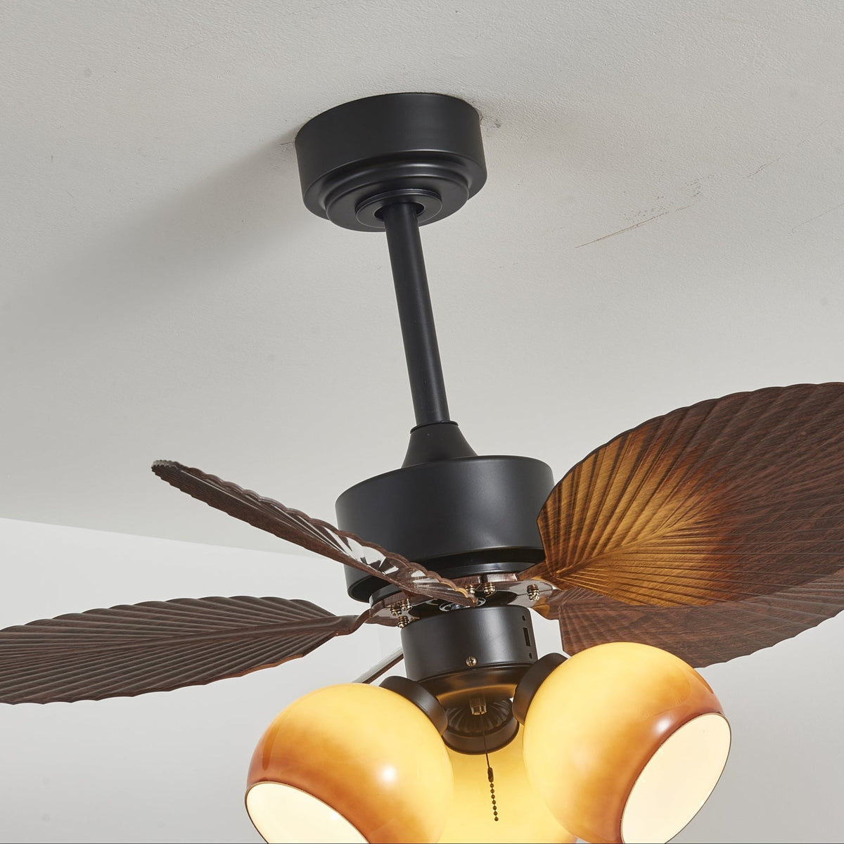 Rinaleria Vintage Holzaufsatz Deckenventilator mit Beleuchtung