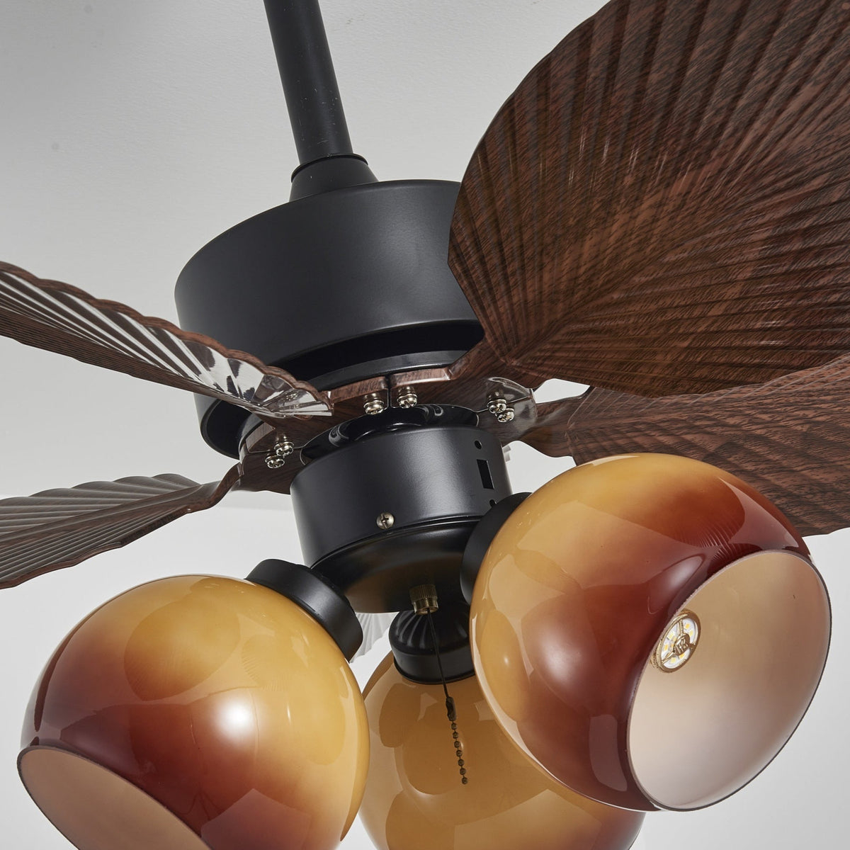 Rinaleria Vintage Holzaufsatz Deckenventilator mit Beleuchtung