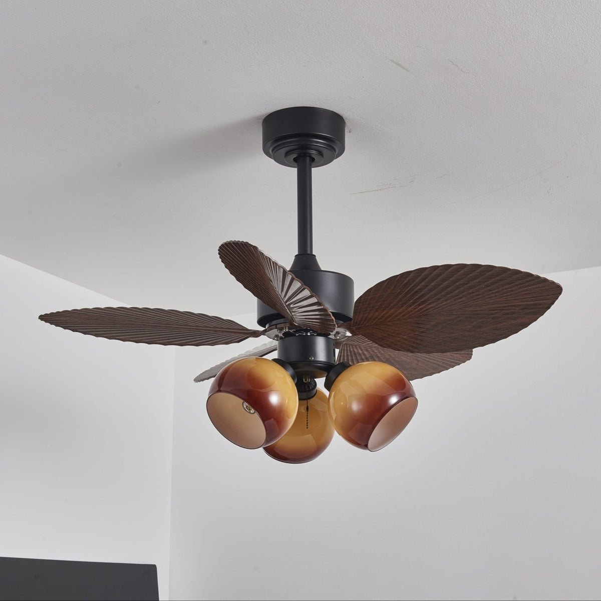 Rinaleria Vintage Holzaufsatz Deckenventilator mit Beleuchtung