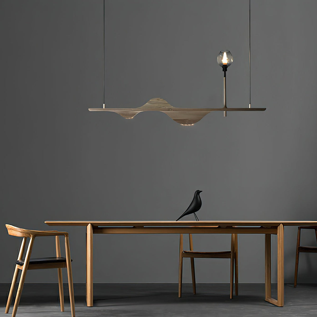 Cushais Wellen-Holz-Pendelleuchte