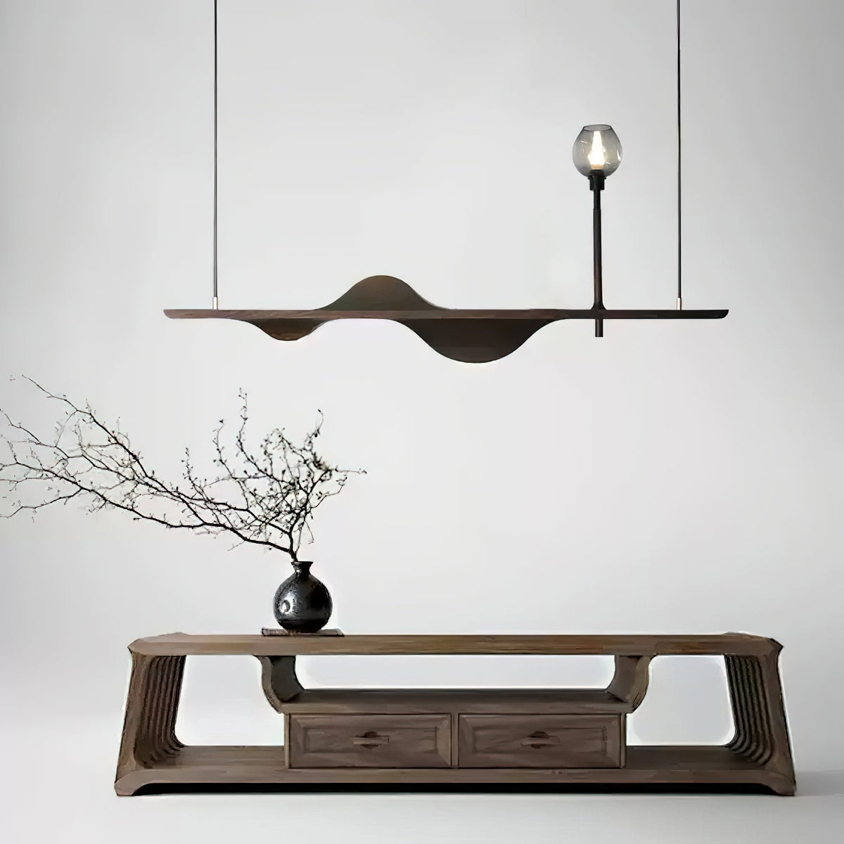 Cushais Wellen-Holz-Pendelleuchte