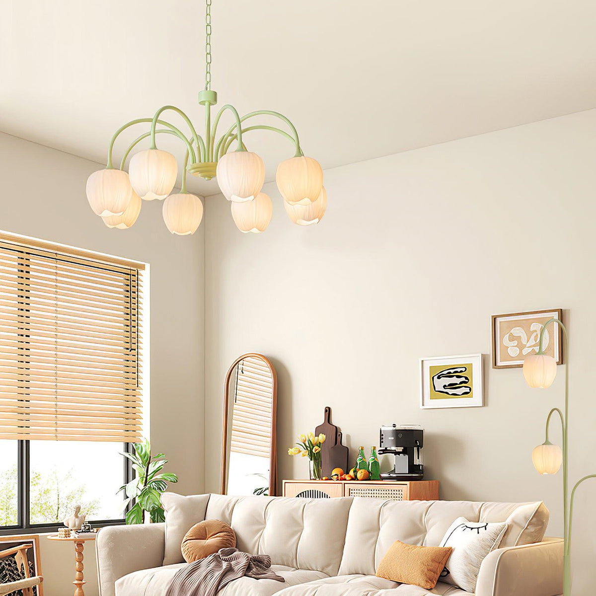 Eiraine Kronleuchter Tulip Matcha Glas