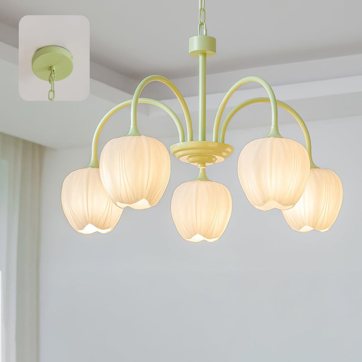 Eiraine Kronleuchter Tulip Matcha Glas