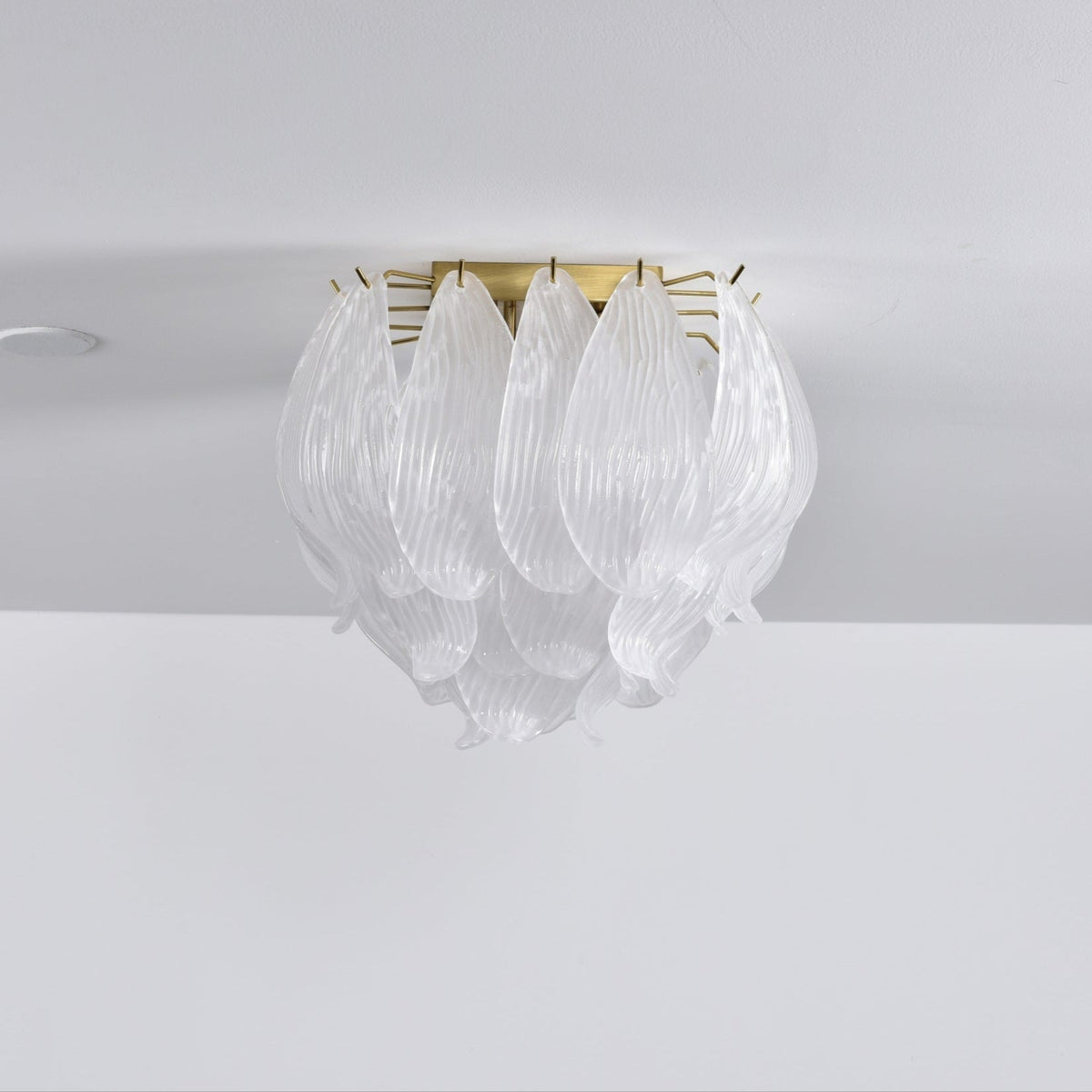 Liorivina Deckenleuchte Murano Petal Hand-geblasenes Glas flache Deckenleuchte