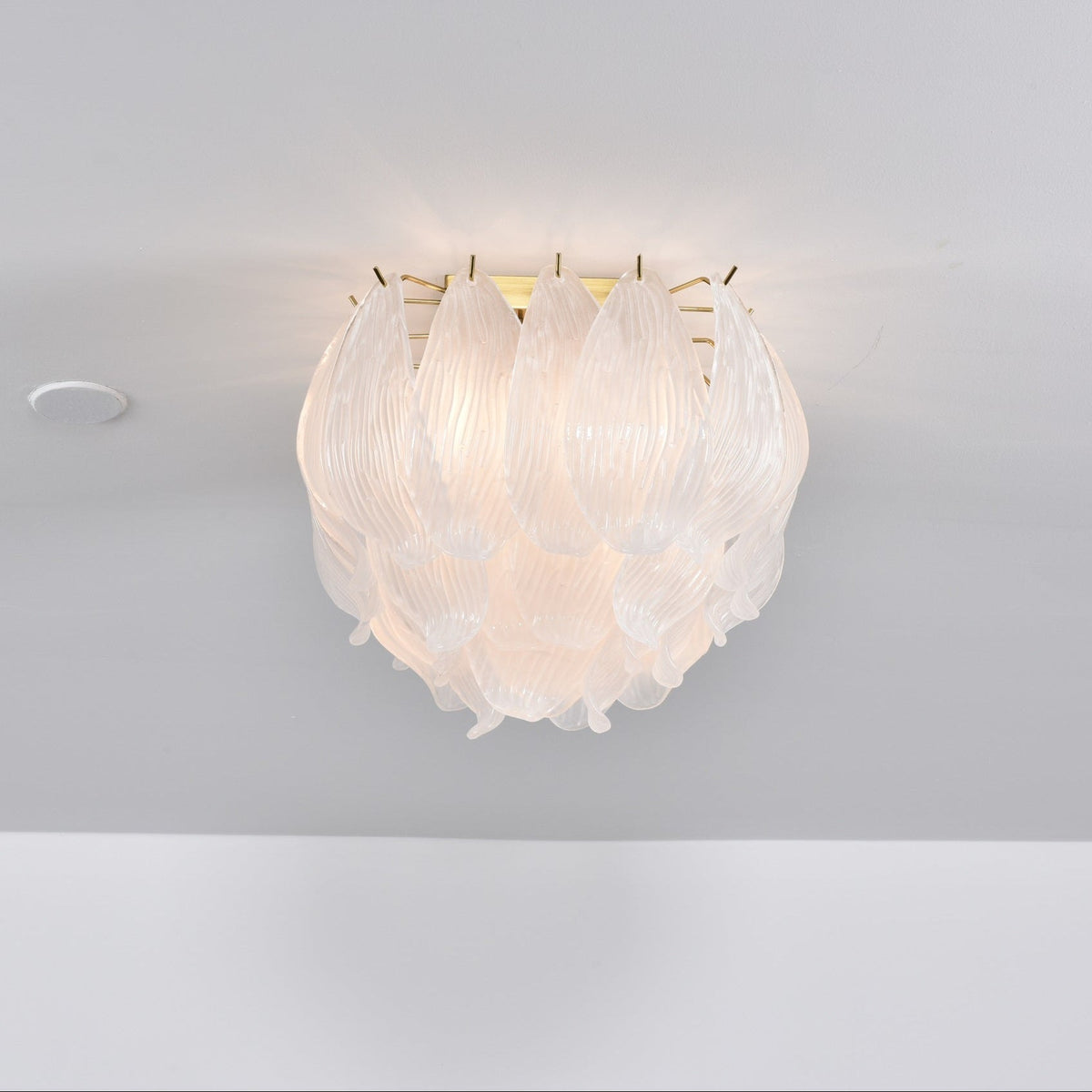 Liorivina Deckenleuchte Murano Petal Hand-geblasenes Glas flache Deckenleuchte