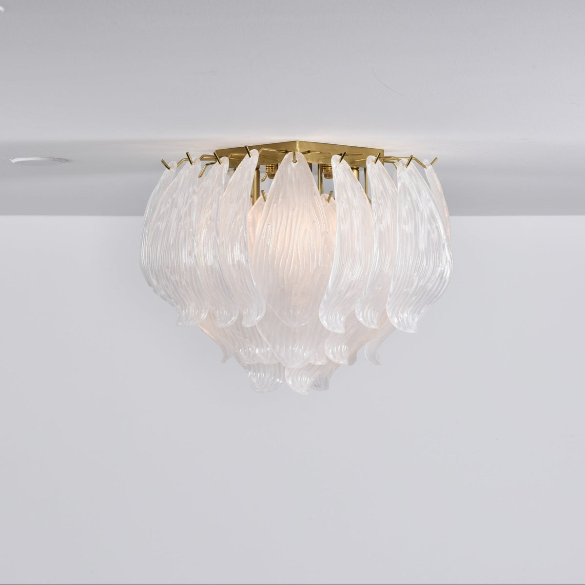 Liorivina Deckenleuchte Murano Petal Hand-geblasenes Glas flache Deckenleuchte