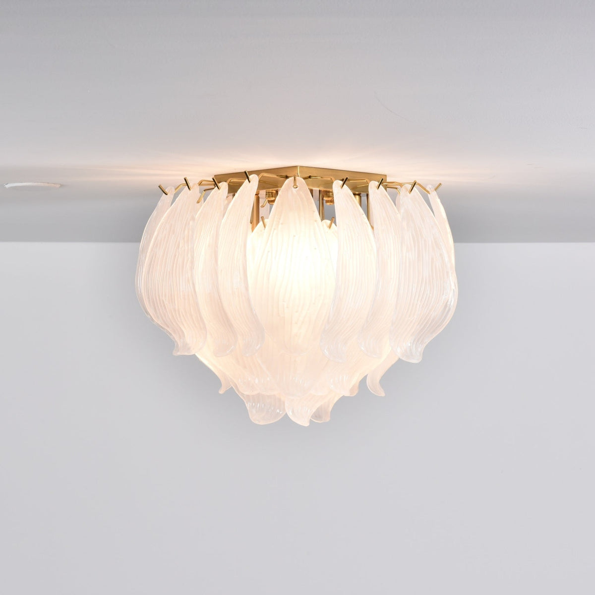 Liorivina Deckenleuchte Murano Petal Hand-geblasenes Glas flache Deckenleuchte