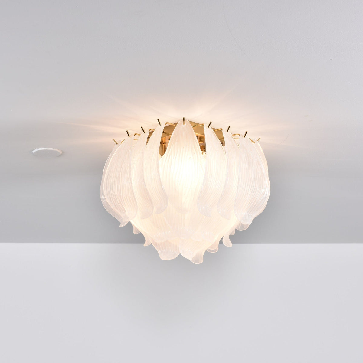 Liorivina Deckenleuchte Murano Petal Hand-geblasenes Glas flache Deckenleuchte