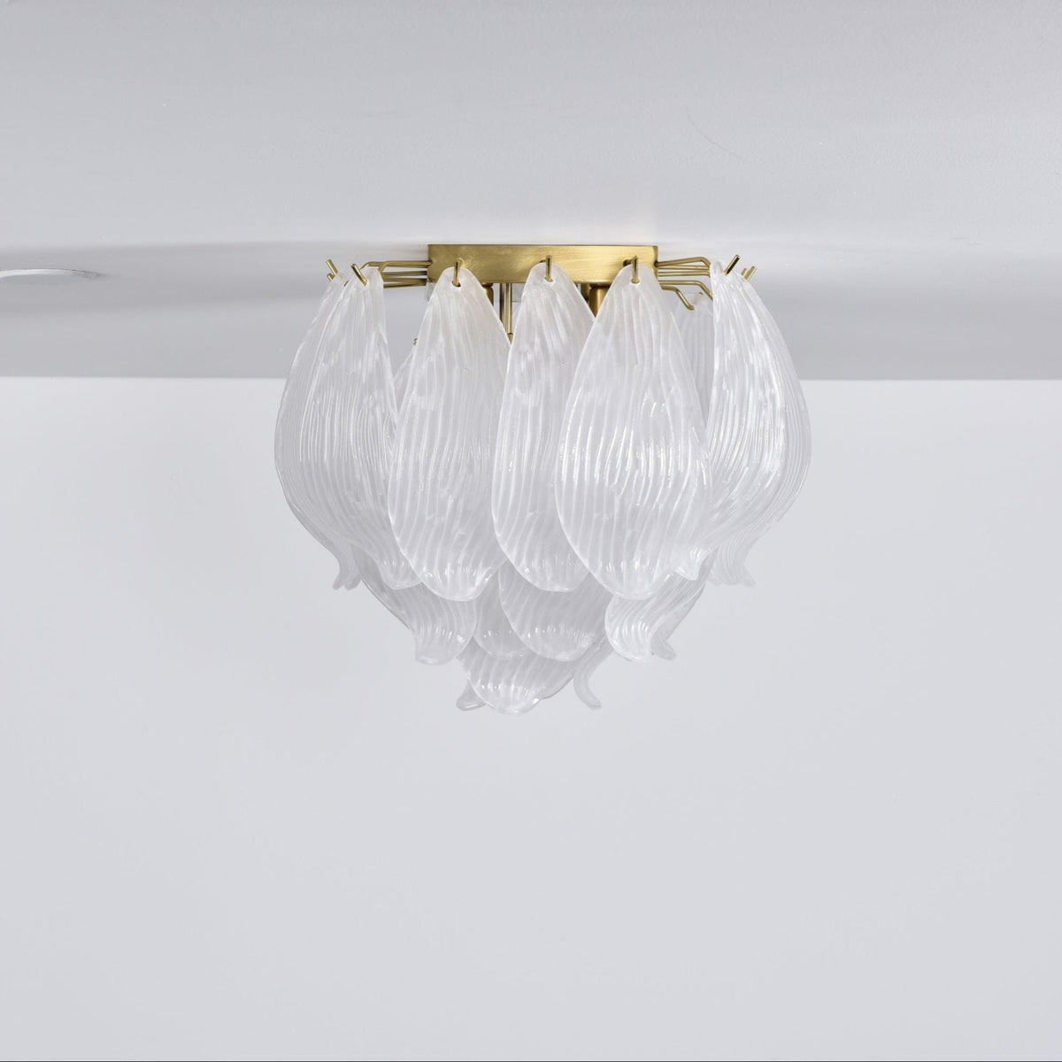 Liorivina Deckenleuchte Murano Petal Hand-geblasenes Glas flache Deckenleuchte