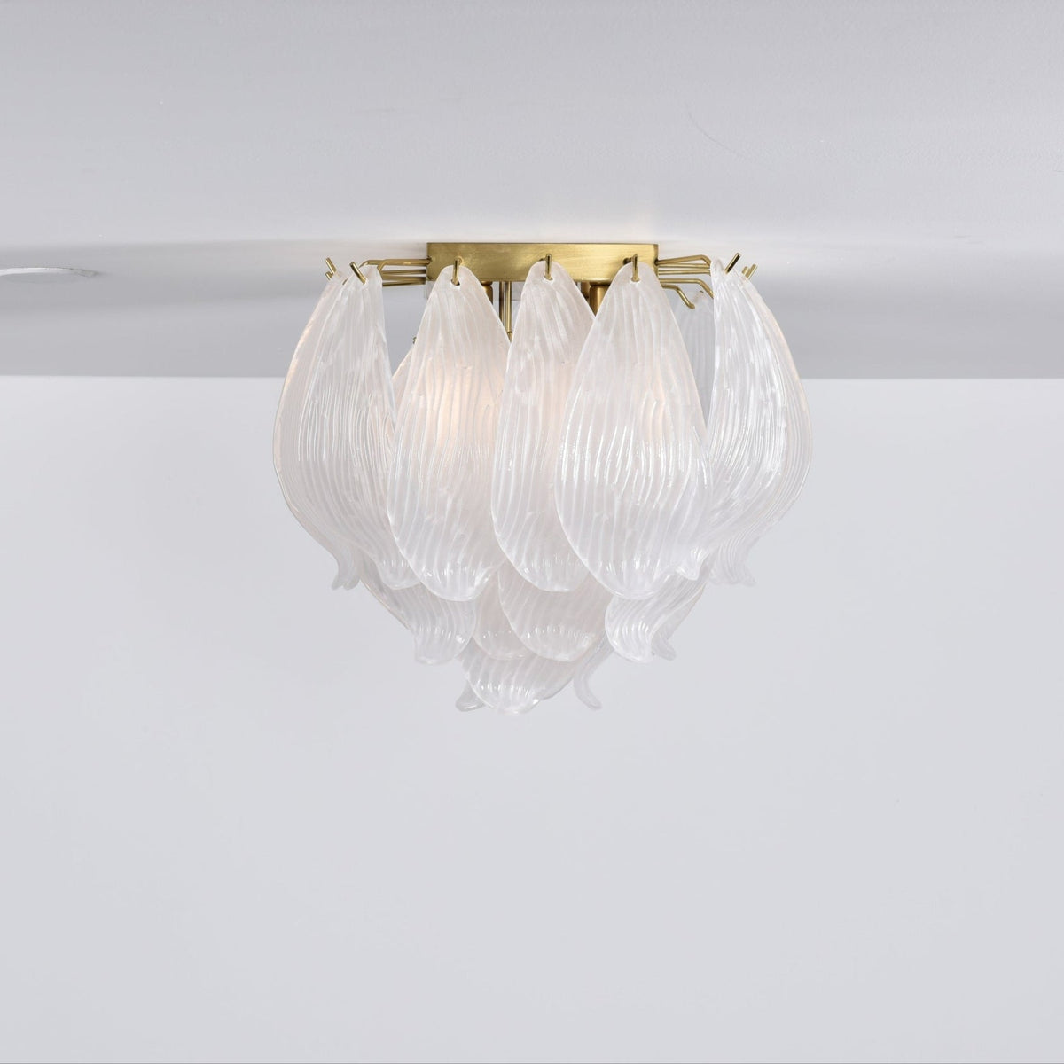 Liorivina Deckenleuchte Murano Petal Hand-geblasenes Glas flache Deckenleuchte