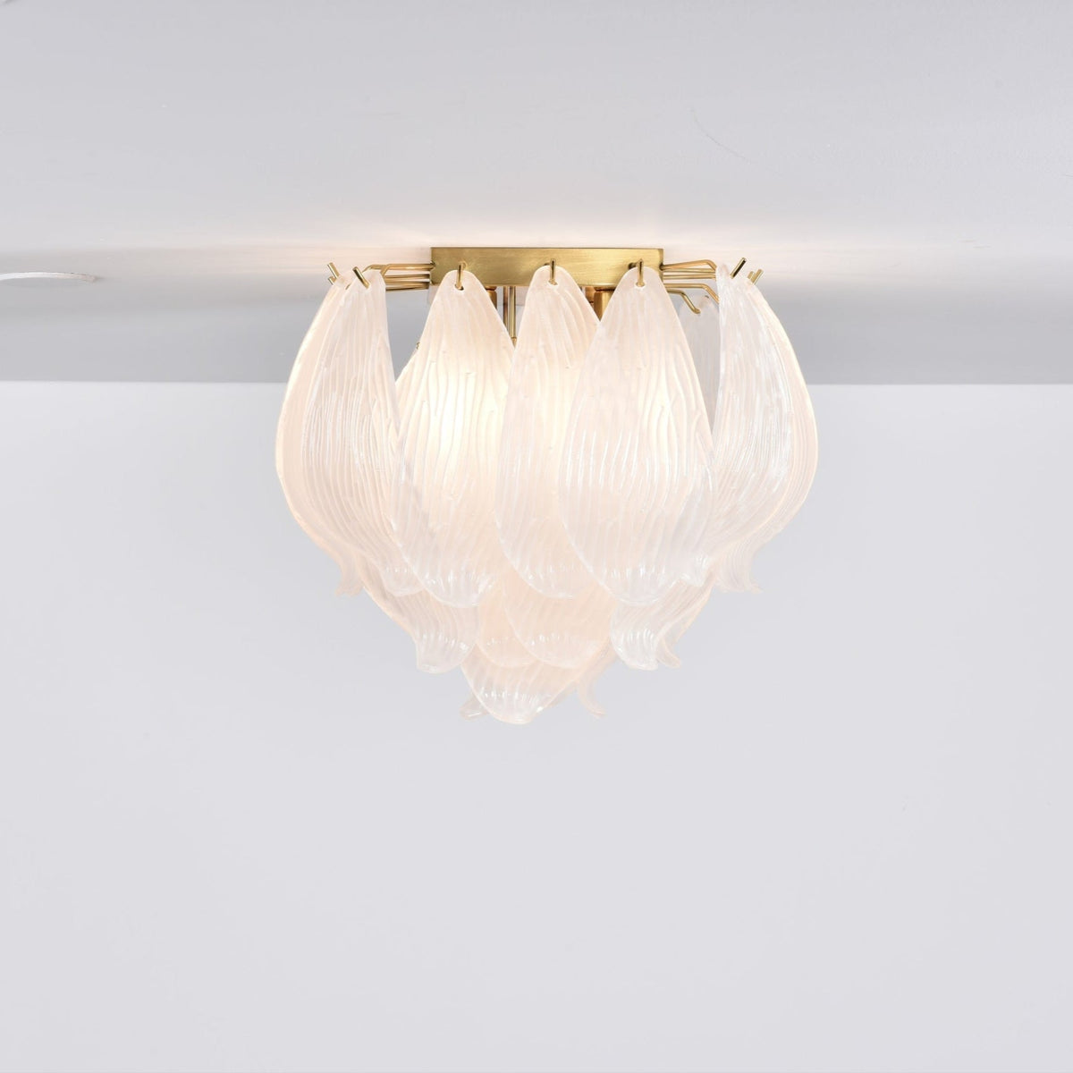 Liorivina Deckenleuchte Murano Petal Hand-geblasenes Glas flache Deckenleuchte