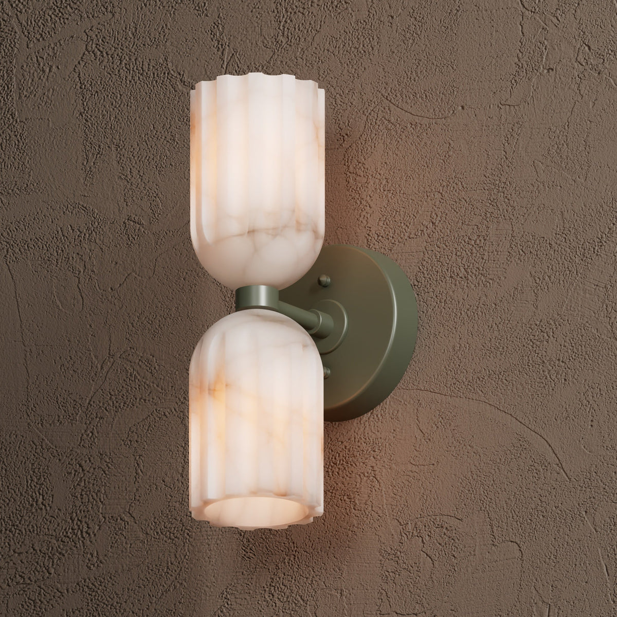 Eiriviella Doppelte Wandleuchte aus Messing mit Alabaster-Lampenschirm