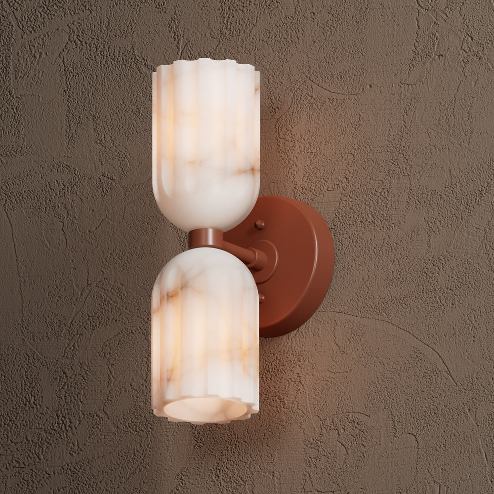Eiriviella Doppelte Wandleuchte aus Messing mit Alabaster-Lampenschirm
