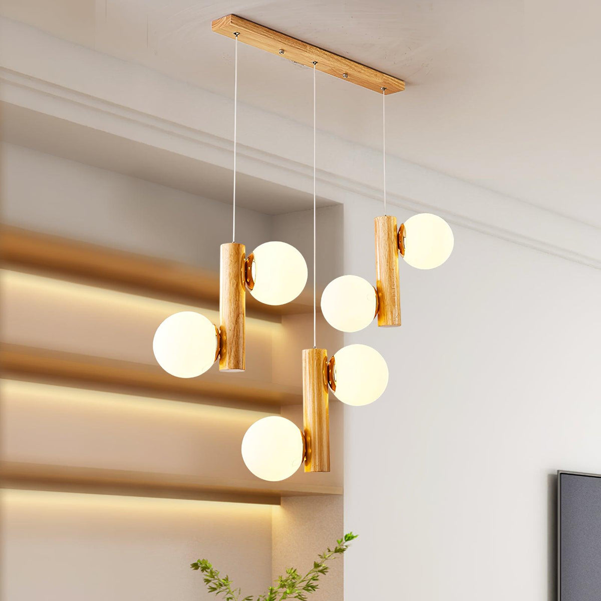 Solstica Pendelleuchte aus Holz im klassischen Stil
