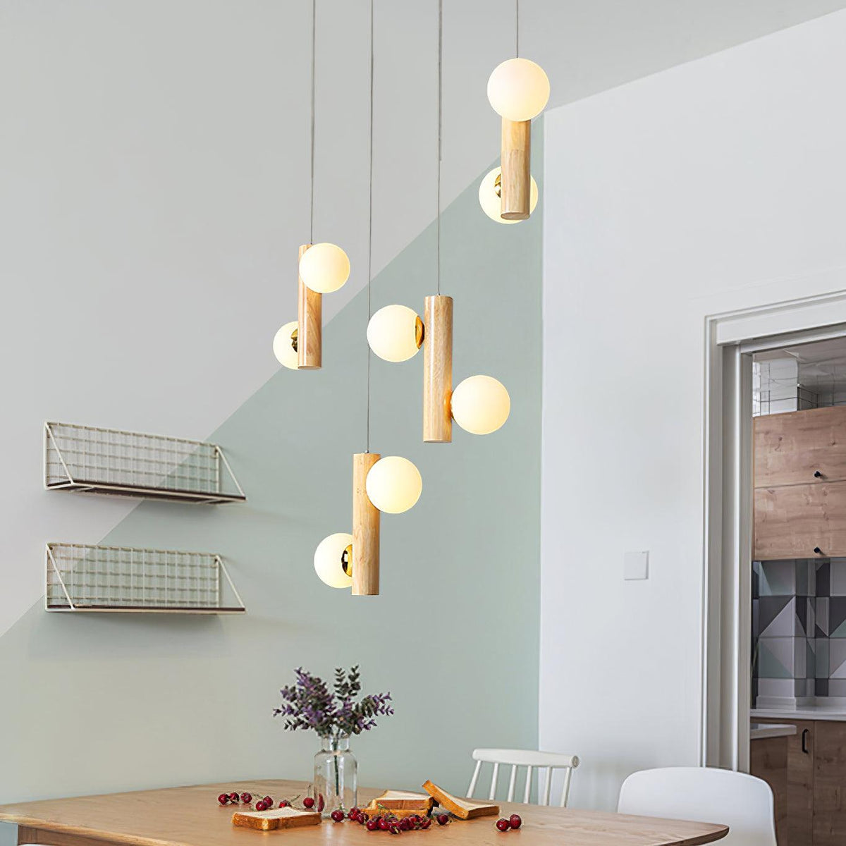 Solstica Pendelleuchte aus Holz im klassischen Stil