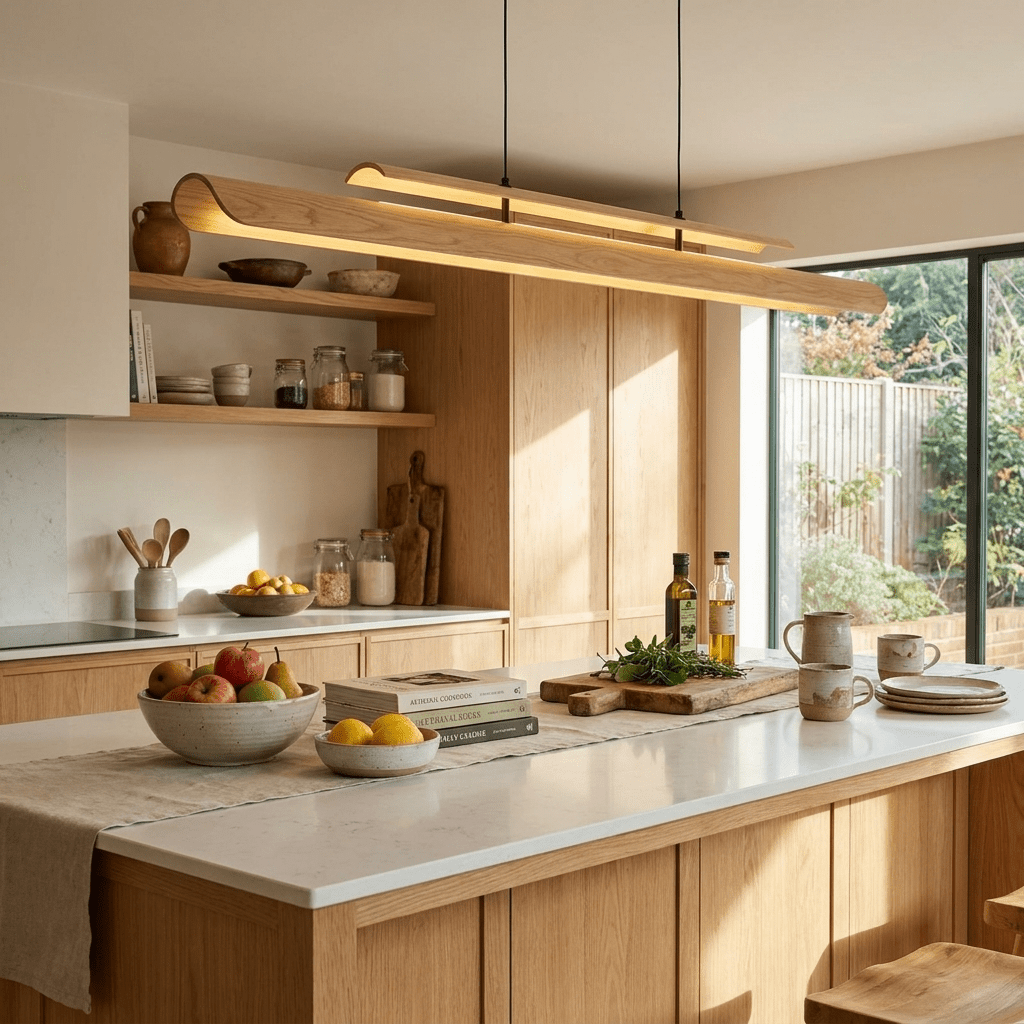 Lignelle lineare Pendelleuchte aus Holz