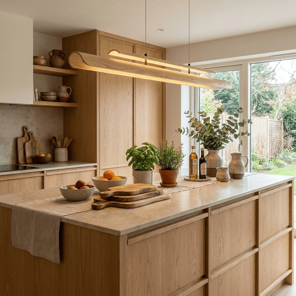 Lignelle lineare Pendelleuchte aus Holz