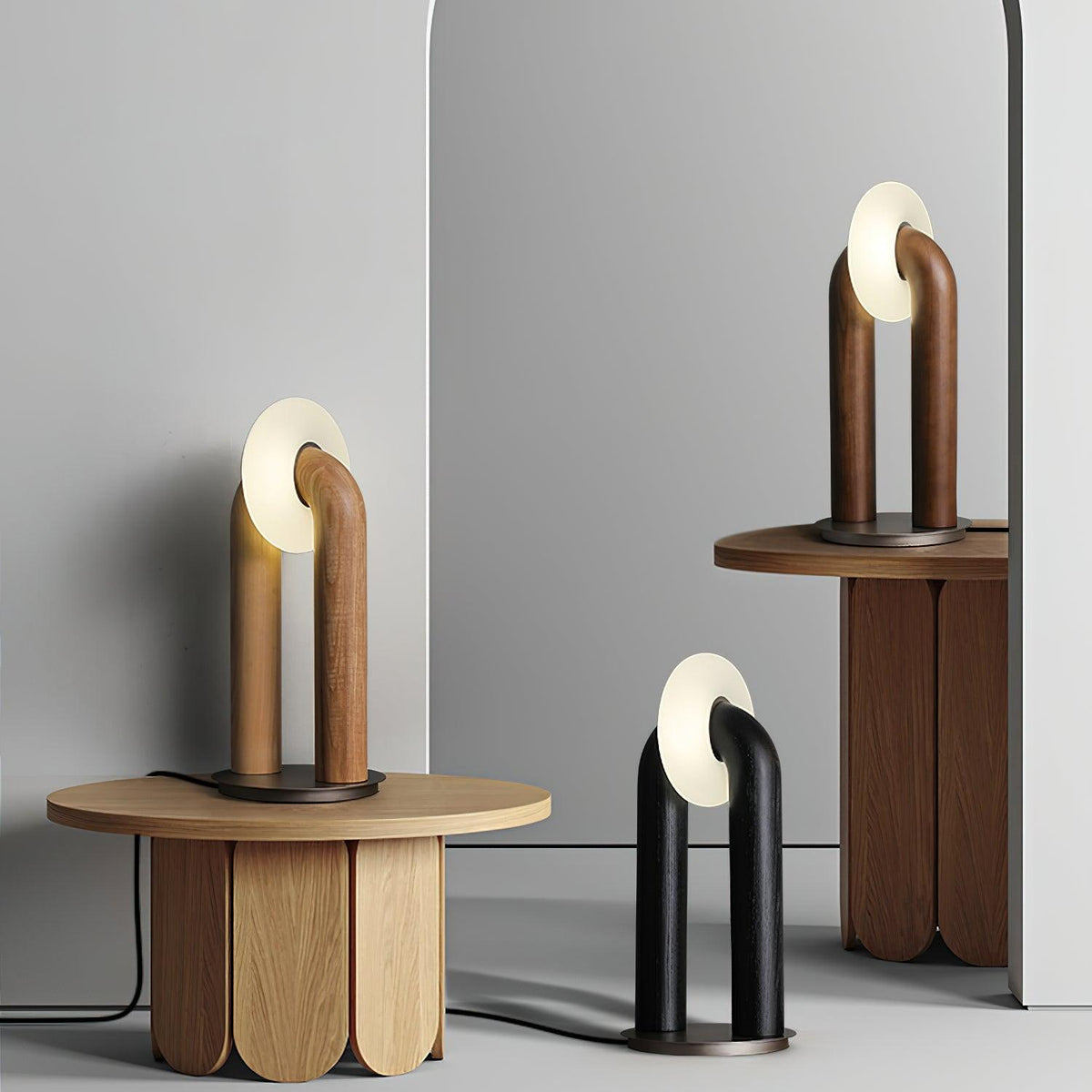 Elvelelia Vintage-Holz-Tischlampe
