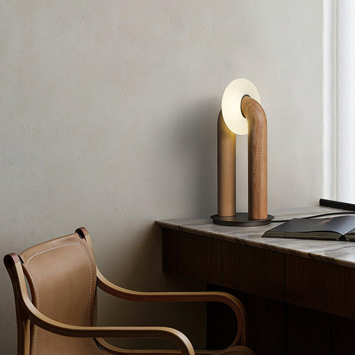 Elvelelia Vintage-Holz-Tischlampe