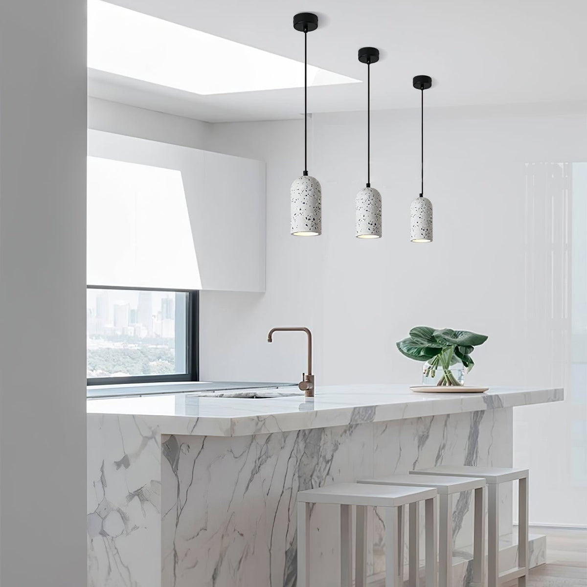Brol Terrazzo Pendelleuchte im Industrie-Stil in Beton grau